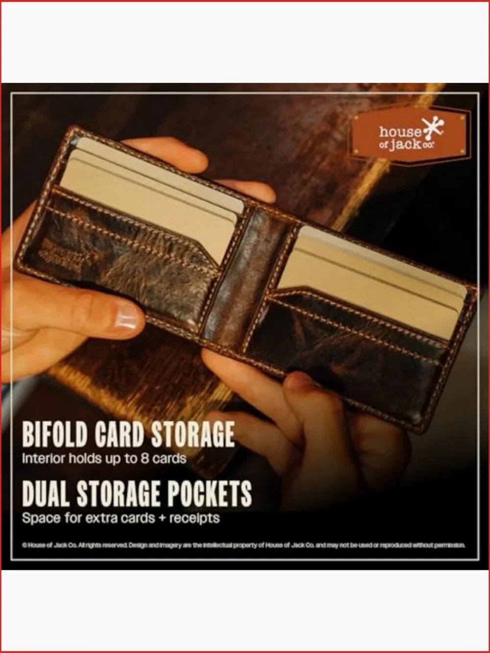 Bifold Money Clip Wallet with Super Strong Magnetic Clip, Full Grain Leather,